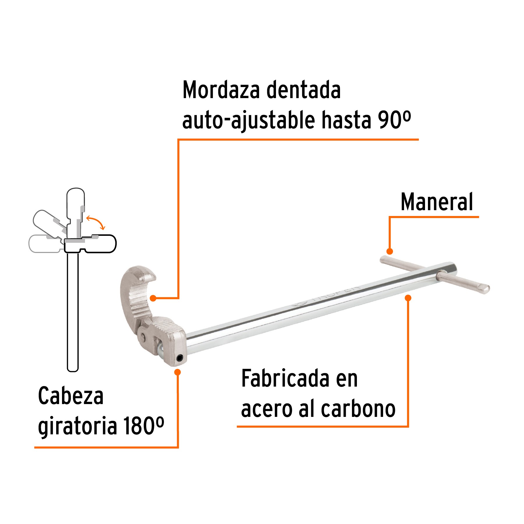 LLAVE 12" PARA PLOMERO, TRUPER 12874