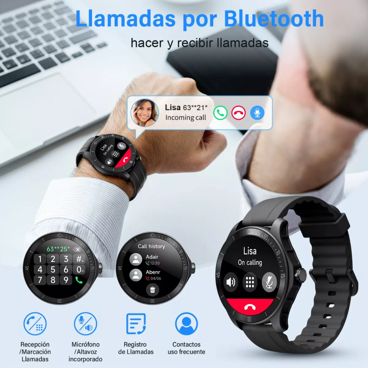 Smartwatch Hombre Reloj Inteligente Bluetooth Llamadas Alexa