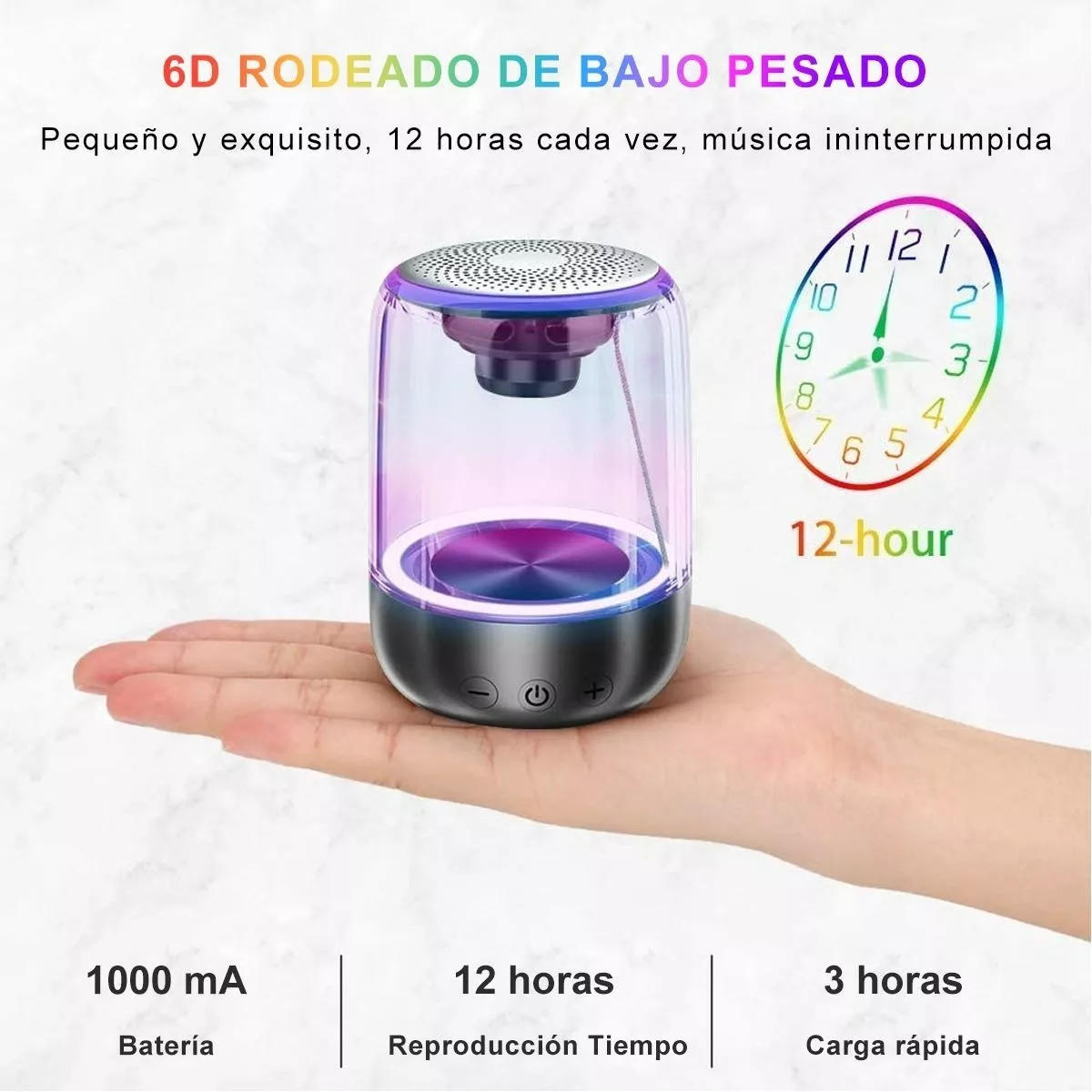 Mini Bocina Portátil Bluetooth Inalámbrico Sd De 1hora