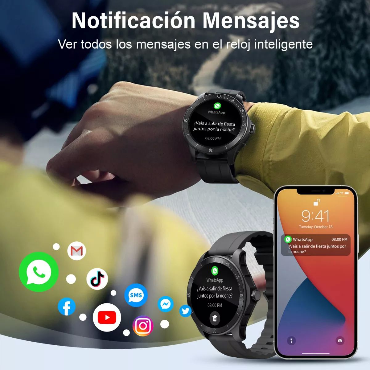 DYNAMOSTRONG.CL Smartwatch Mujer Hombre Reloj Inteligente Llamadas Whatsapp  Bluetooh