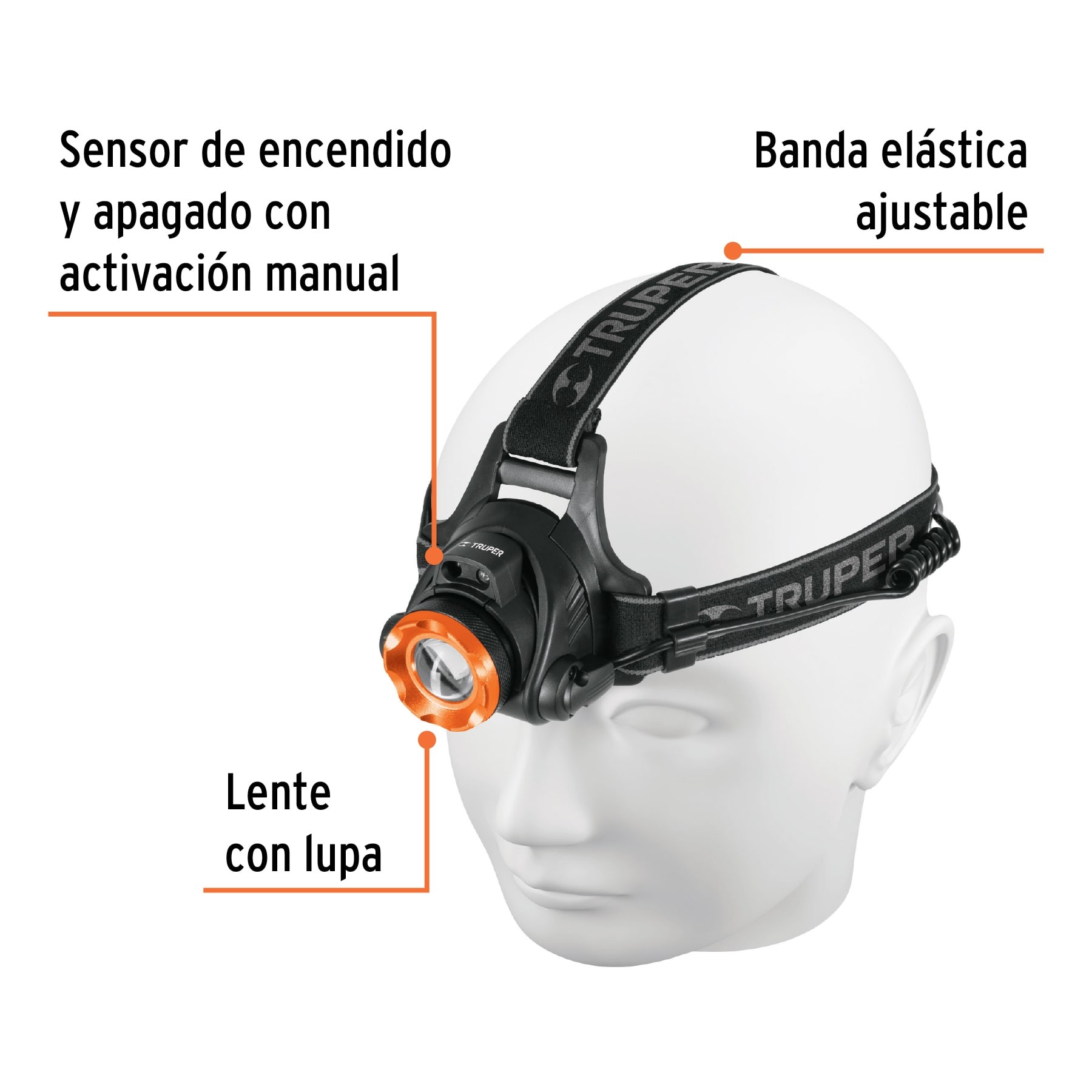 LINTERNA DE MINERO 1 LED 300 LM RECARGABLE, TRUPER 12890