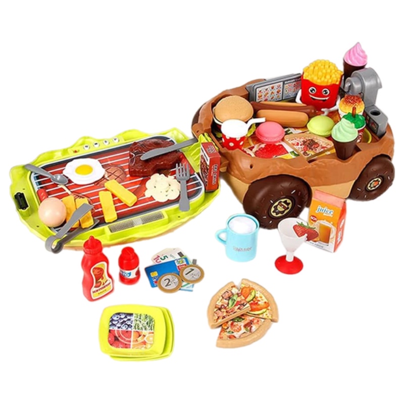 Cocina Infantil Hamburguesa Carrito Maletín Luz Sonido 60pz
