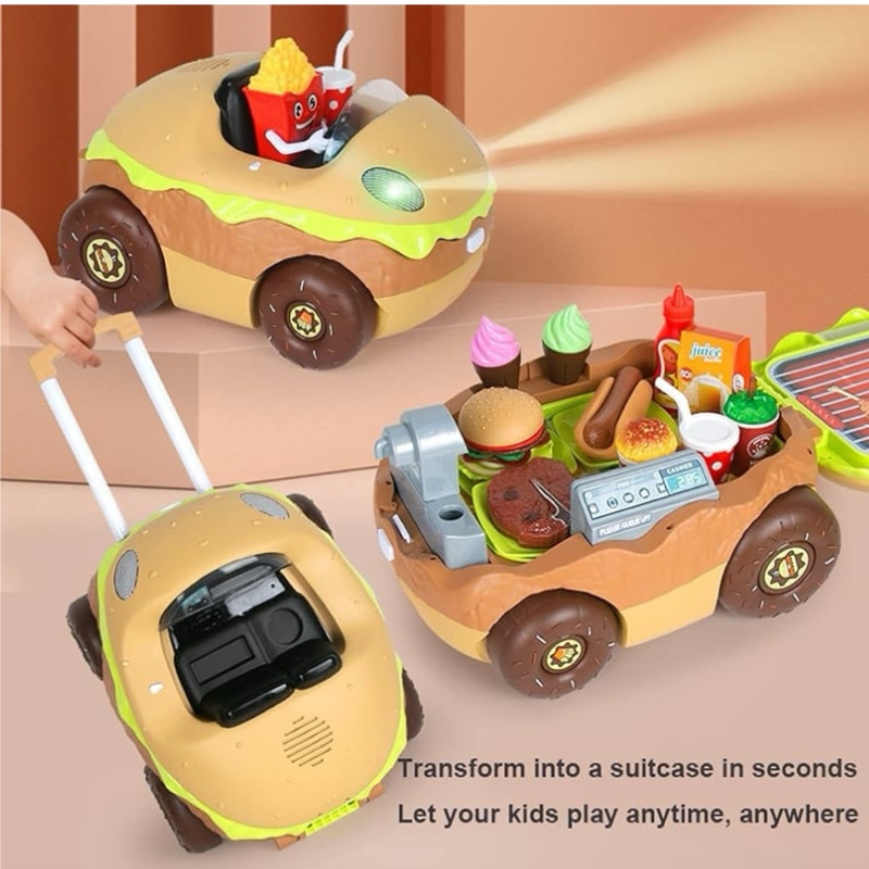 Cocina Infantil Hamburguesa Carrito Maletín Luz Sonido 60pz