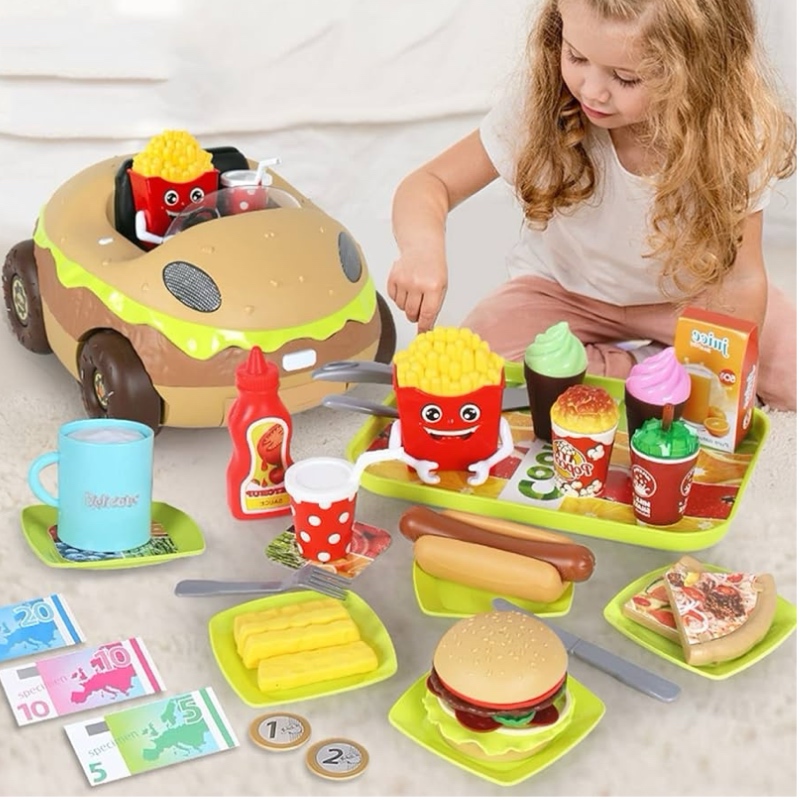 Cocina Infantil Hamburguesa Carrito Maletín Luz Sonido 60pz