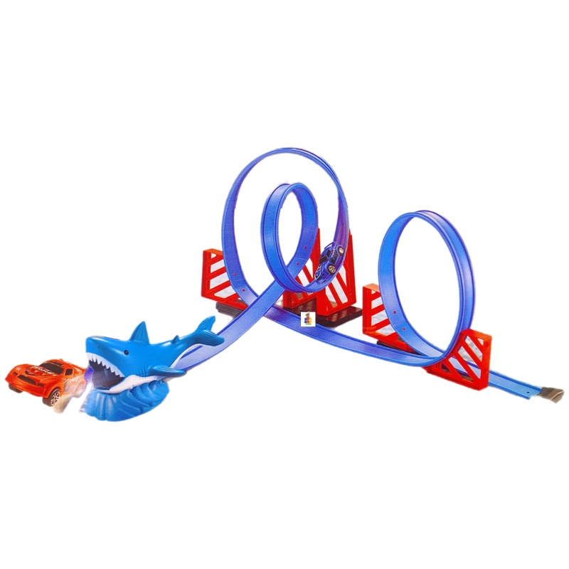 Pista De Carreras Tiburón Triple Vuelta Lanza Carros 21pz