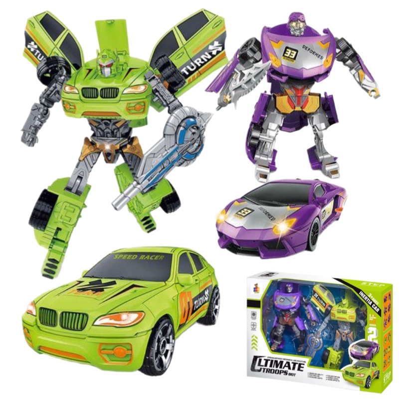 Transformer Robot Coches Con Luz Sonido Juguete 2 En 1