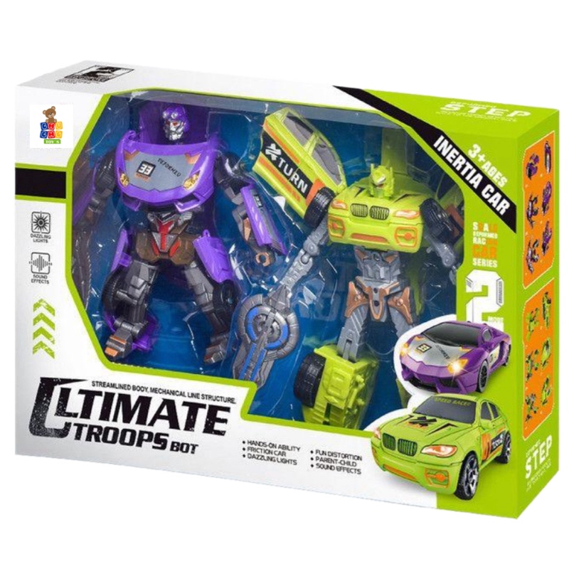 Transformer Robot Coches Con Luz Sonido Juguete 2 En 1