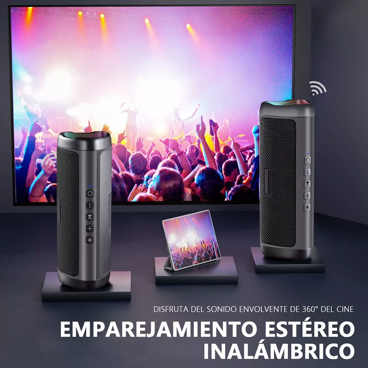 Bocina Altavoces Bluetooth Recargables Portatil Luces Rgb