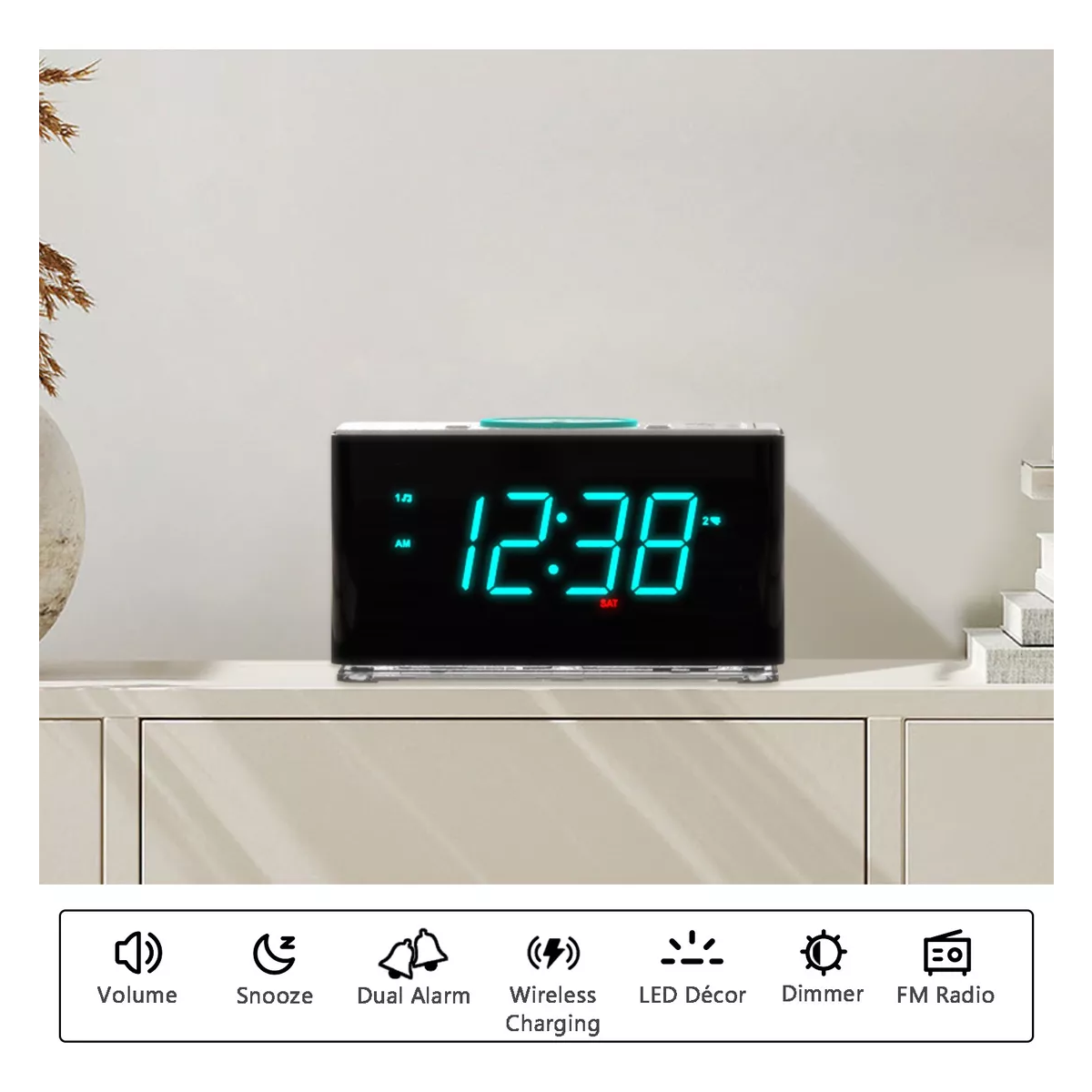 Reloj despertador digital Led, radio reloj Bluetooth con radio FM