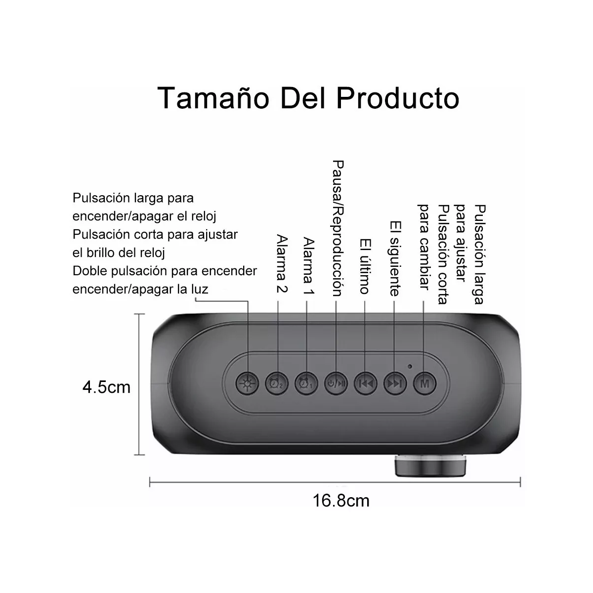 Reloj Despertador Digital Led Bocina Bluetooth Y Radio Fm Negro