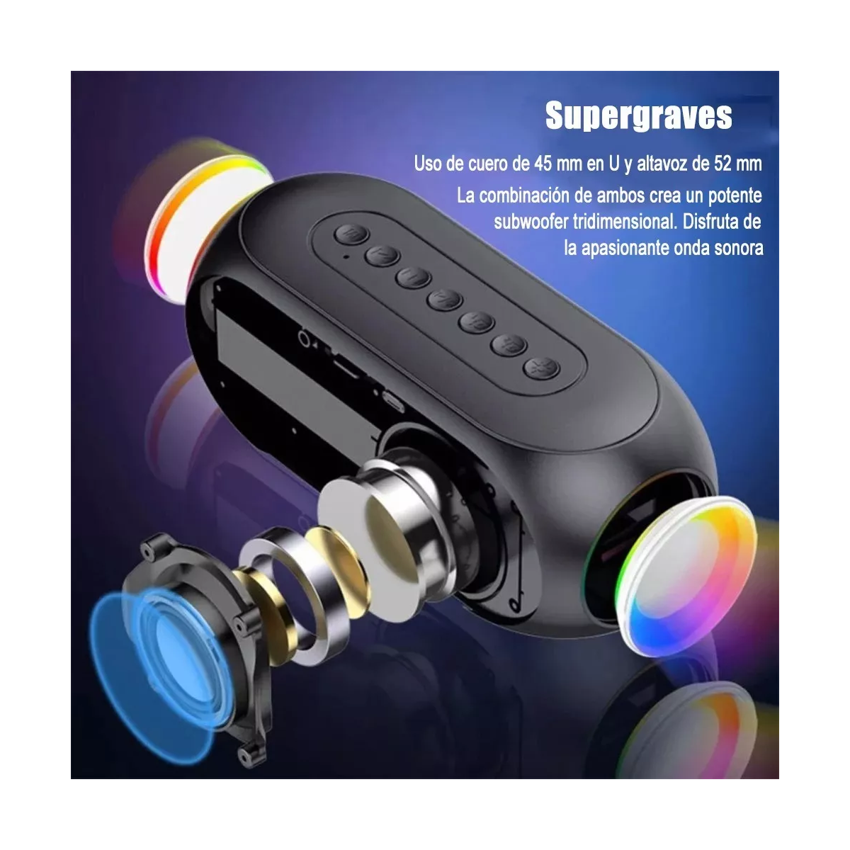 Reloj Despertador Digital Led Bocina Bluetooth Y Radio Fm Negro