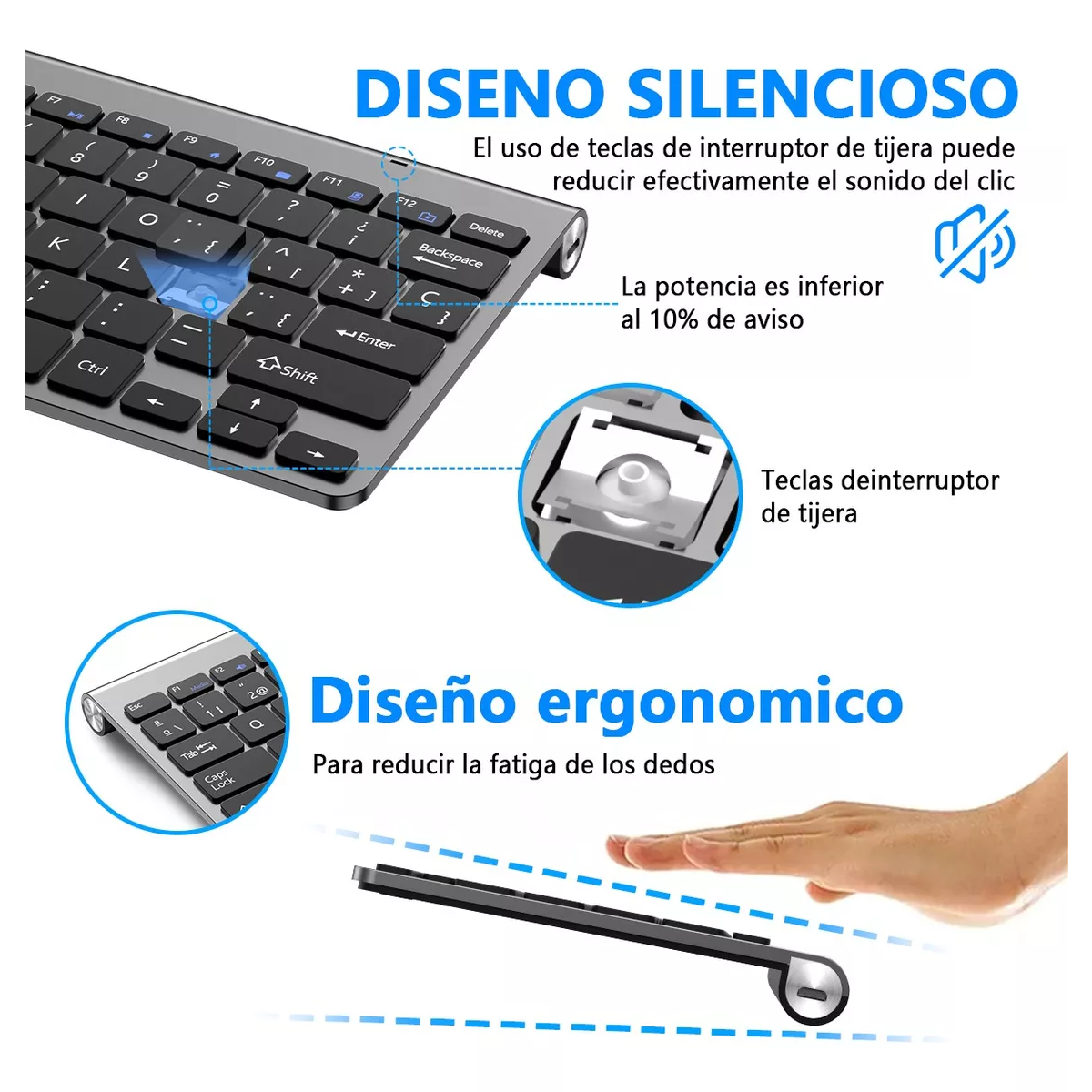 Kit Teclado Y Mouse Inalambrico Español Usb Para Laptop Y Pc