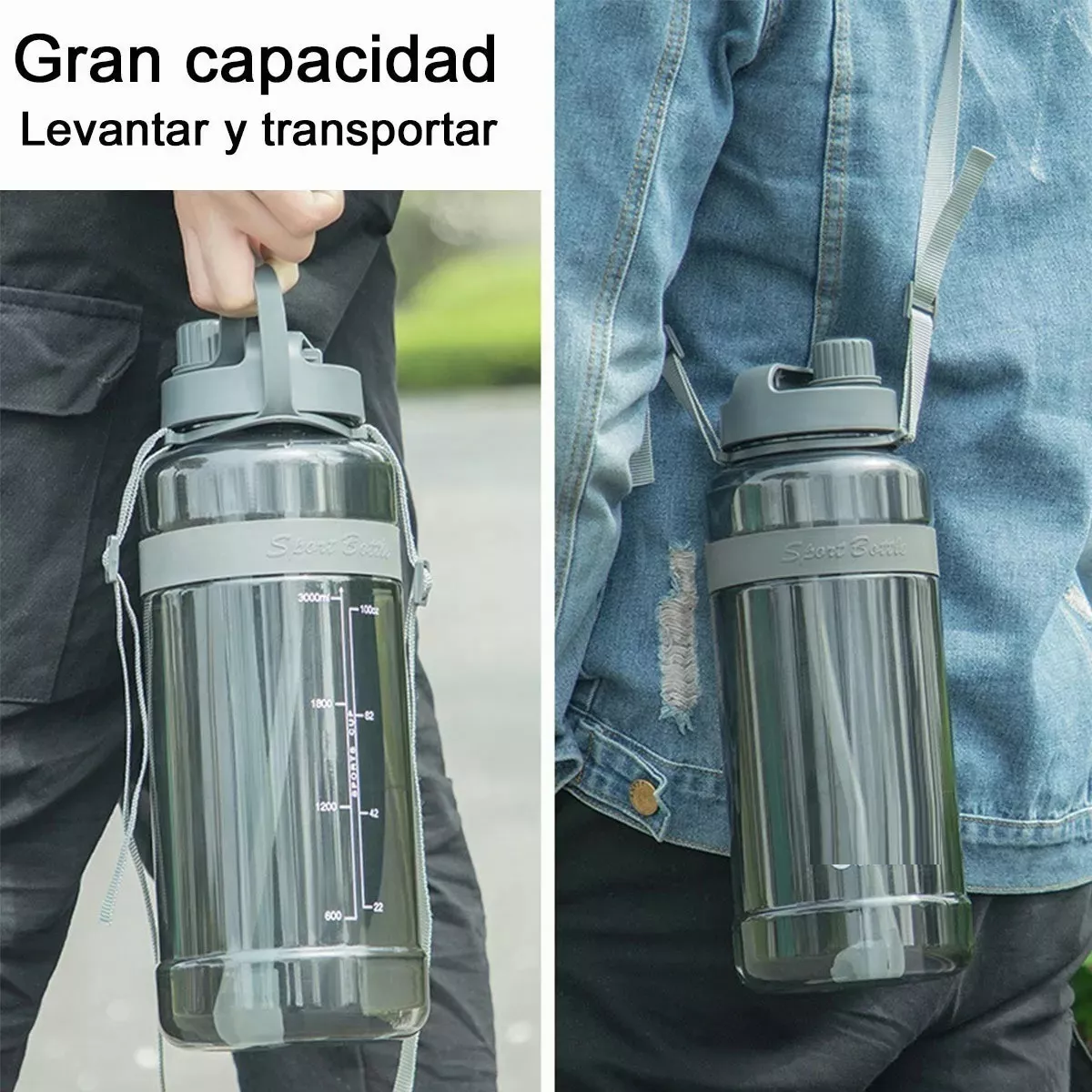 Botella De Agua Deportiva De Gran Capacidad De 2000ml