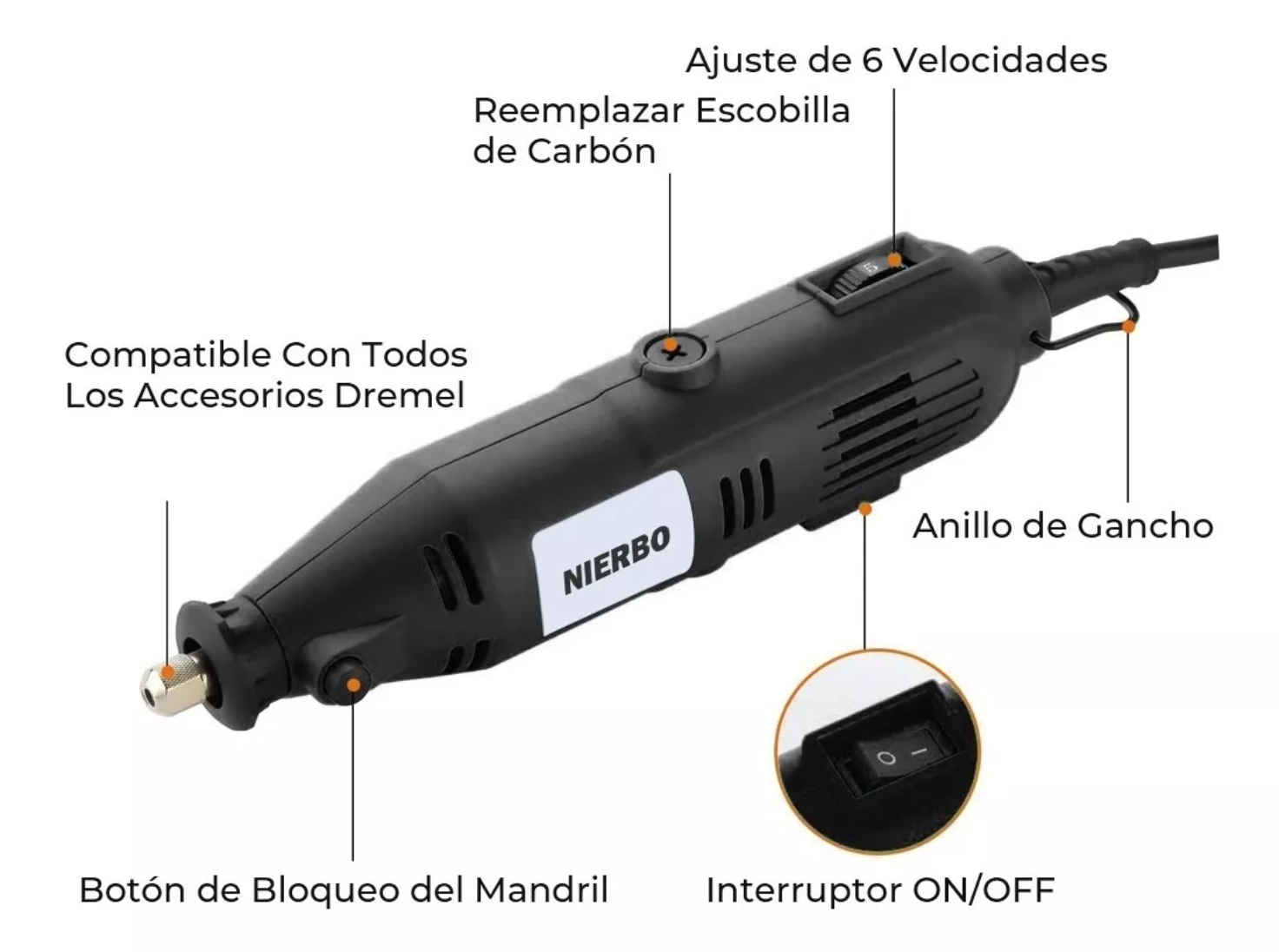 Kit De Herramientas Rotativas Con 192 Pzas 6 Velocidades Diy