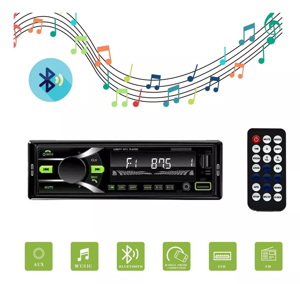 Car Mp3 Player Fm Coche Radio Wireless Audio Central Control