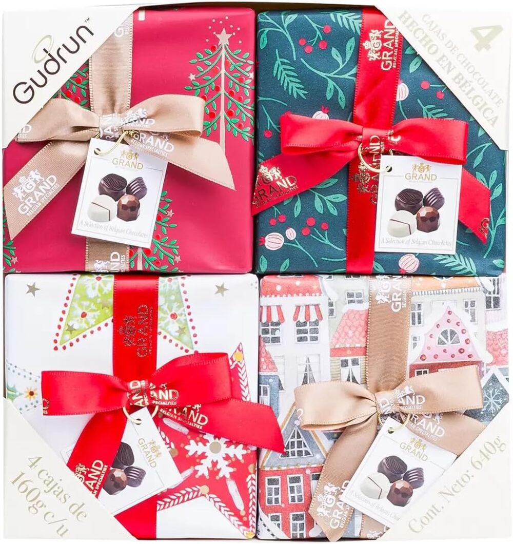 Gudrun Caja de Chocolates Belgas con 4 Cajitas Individuales 640 g Ideales para regalo de Navidad