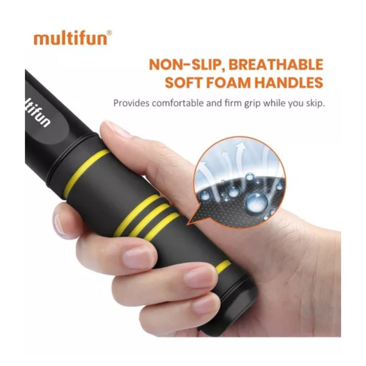 Cuerda Para Saltar, Para Boxeo Crossfit Antideslizante Negro Lineas Amarilla 