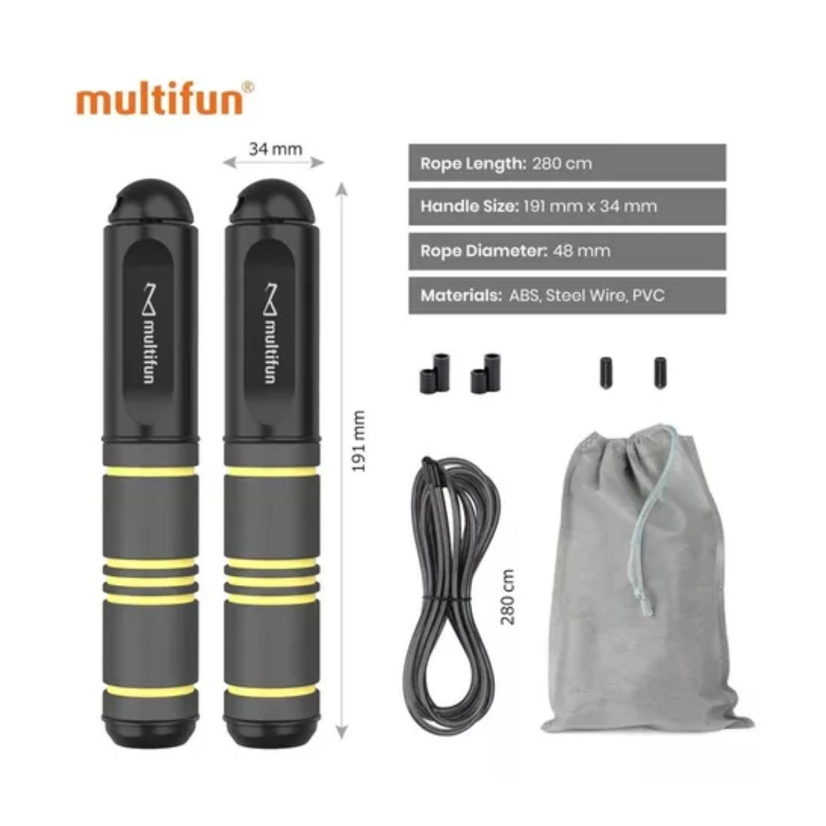 Cuerda Para Saltar, Para Boxeo Crossfit Antideslizante Negro Lineas Amarilla 