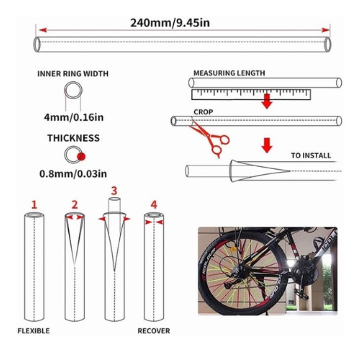 Popotes Para Rayos De Rines De Moto Bicicleta 72pz negro