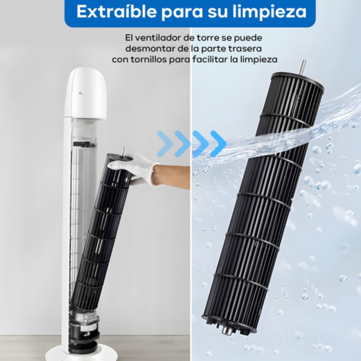 Ventilador De Torre Silencioso Con Control 3 Velocidades BLANCO