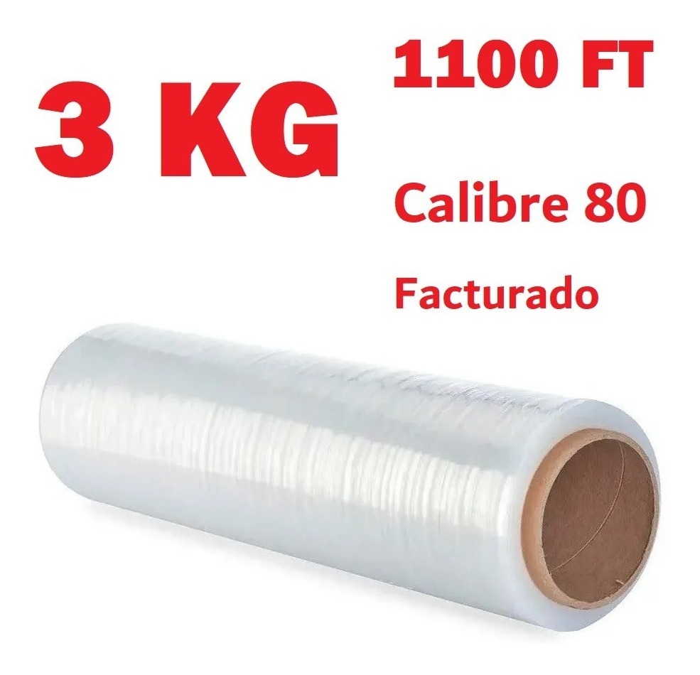 Pack De 2 Rollos De Playo Emplaye Grueso Polistretch Material de Empaque y Embalaje 18 pulgadas Calibre 80 1100 ft 6 Kg