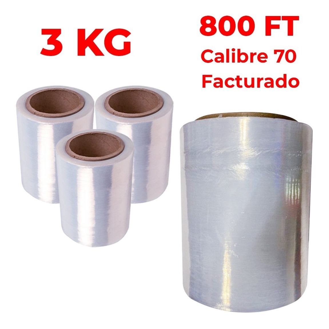 Pack 4 Rollos de Playo 5in Emplaye Polistretch Material de Empaque y Embalaje Calibre 70 800 ft 3 Kg