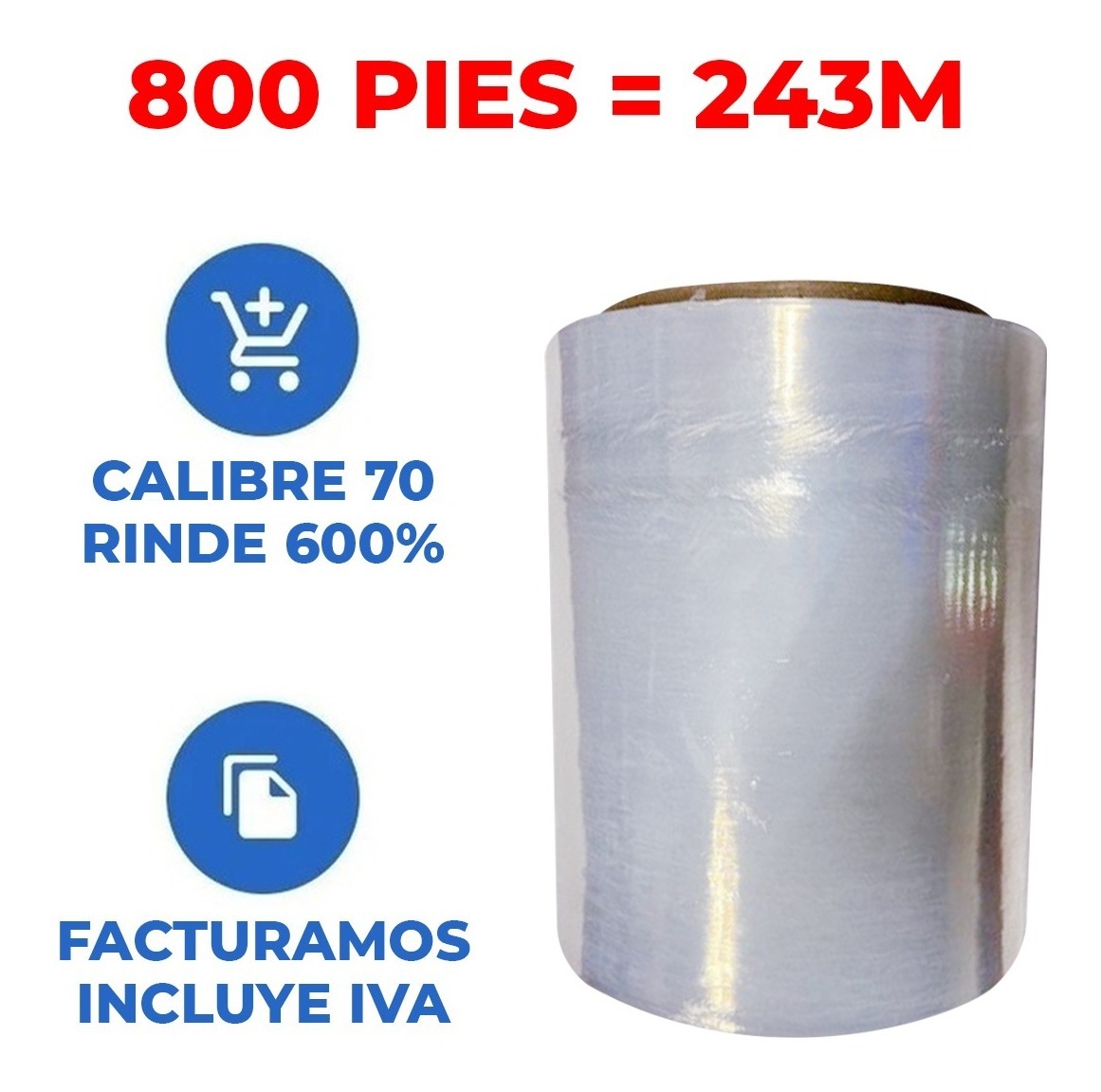 Pack 4 Rollos de Playo 5in Emplaye Polistretch Material de Empaque y Embalaje Calibre 70 800 ft 3 Kg