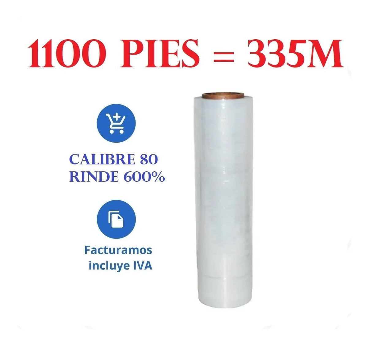 Rollo De Playo Emplaye Grueso Polistretch Material de Empaque y Embalaje 18 pulgadas Calibre 80 1100 ft 3 Kg