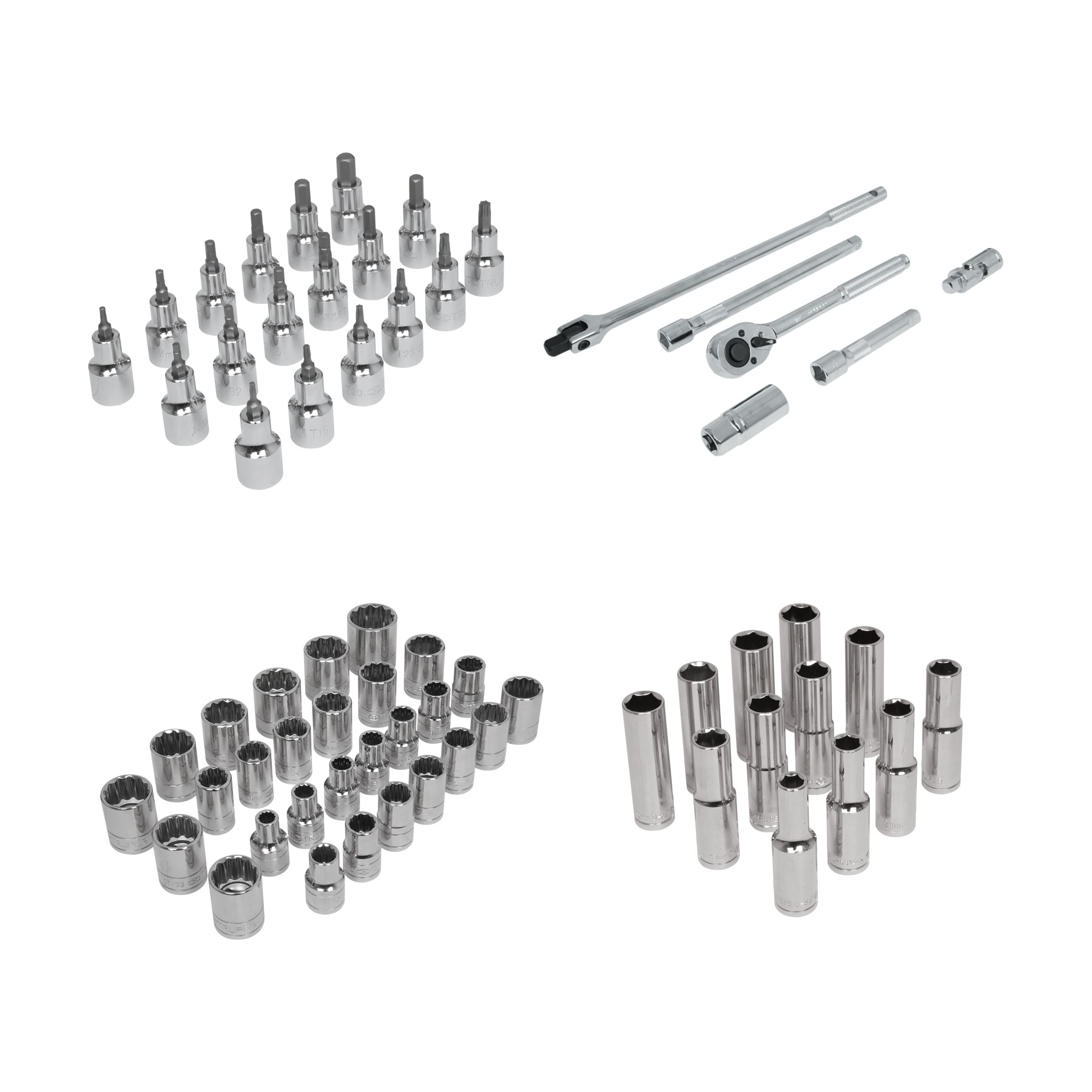 JUEGO DE 64 HERRAMIENTAS CUADRO 1/2" STD Y MM PARA MECÁNICO TRUPER  12892