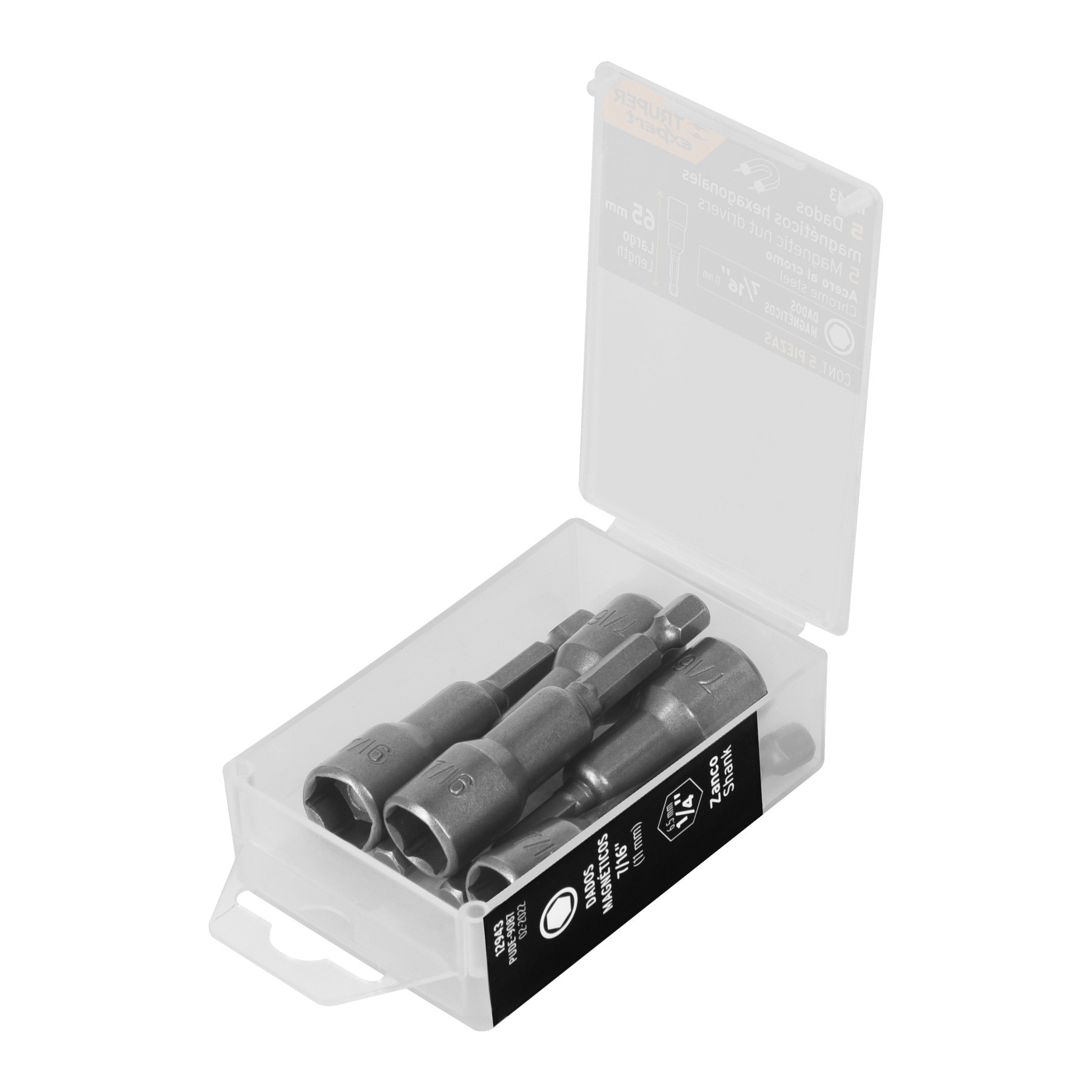 ESTUCHE CON 5 DADOS MAGNÉTICOS DE 7/16" LARGO 2-1/2", TRUPER EXPERT 12943