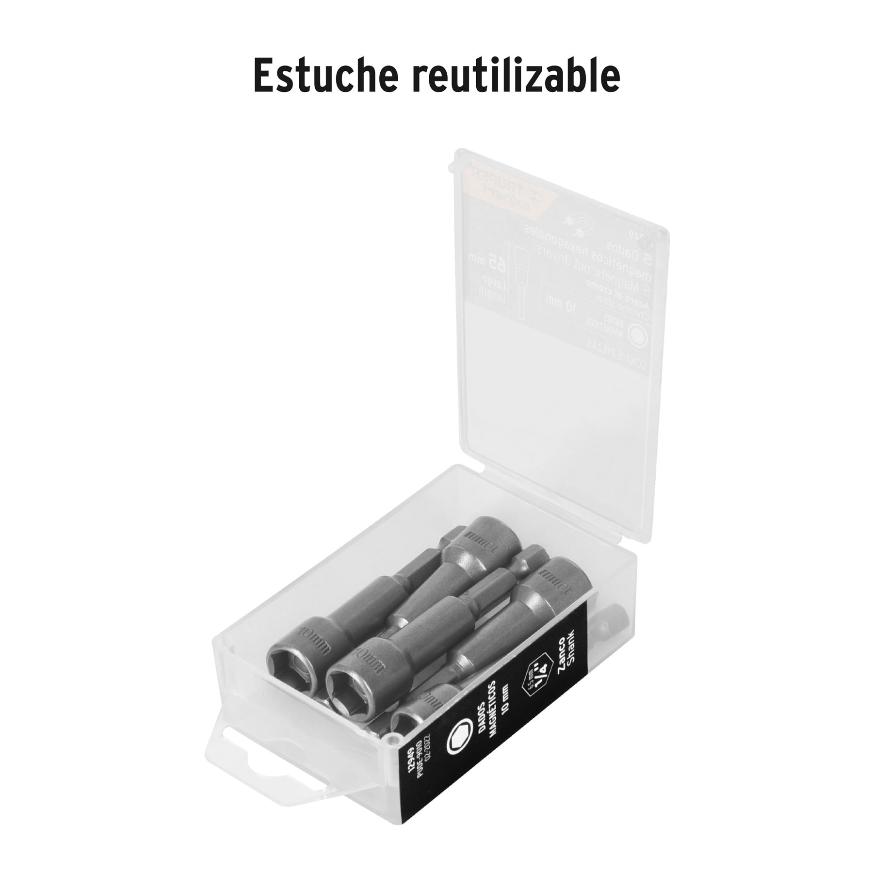 ESTUCHE CON 5 DADOS MAGNÉTICOS DE 10 MM LARGO 2-1/2", TRUPER EXPERT 12949
