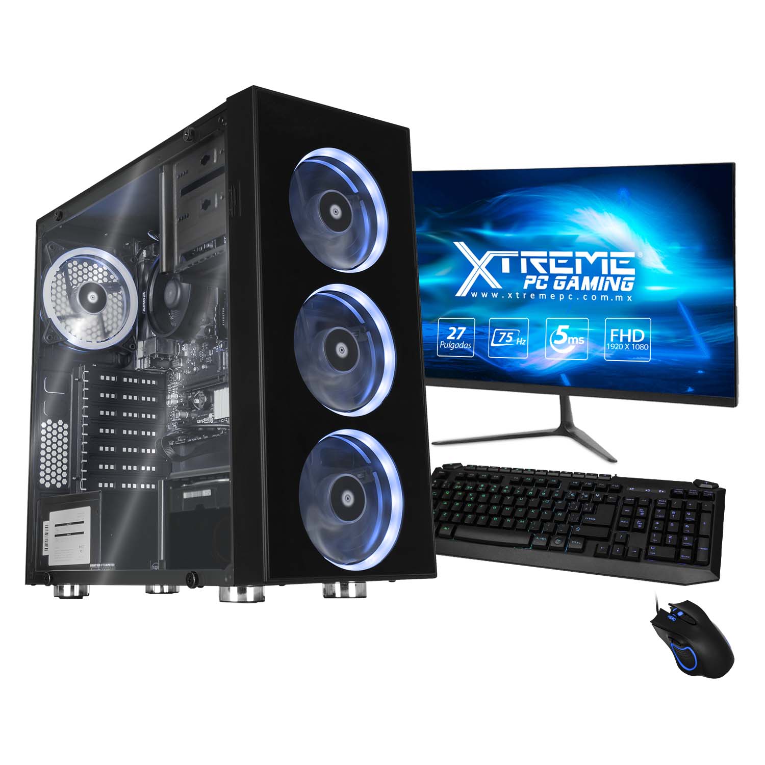 Xtreme PC Gaming AMD Radeon Vega Renoir Ryzen 5 4600G 16GB SSD 240GB 3TB Monitor 27 WIFI Black 