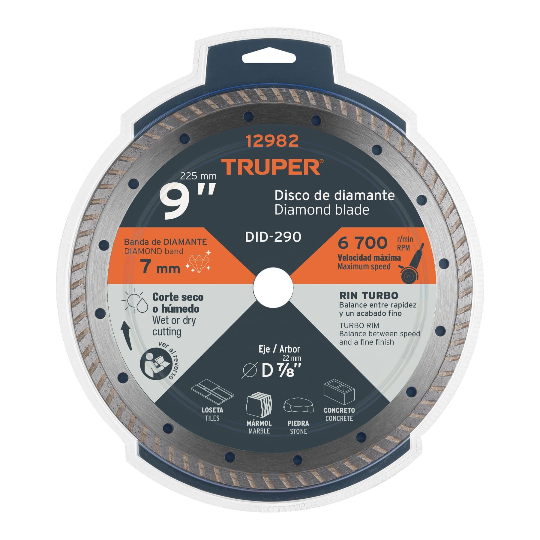 DISCO DE DIAMANTE DE 9" X 3 MM RIN TURBO 12982