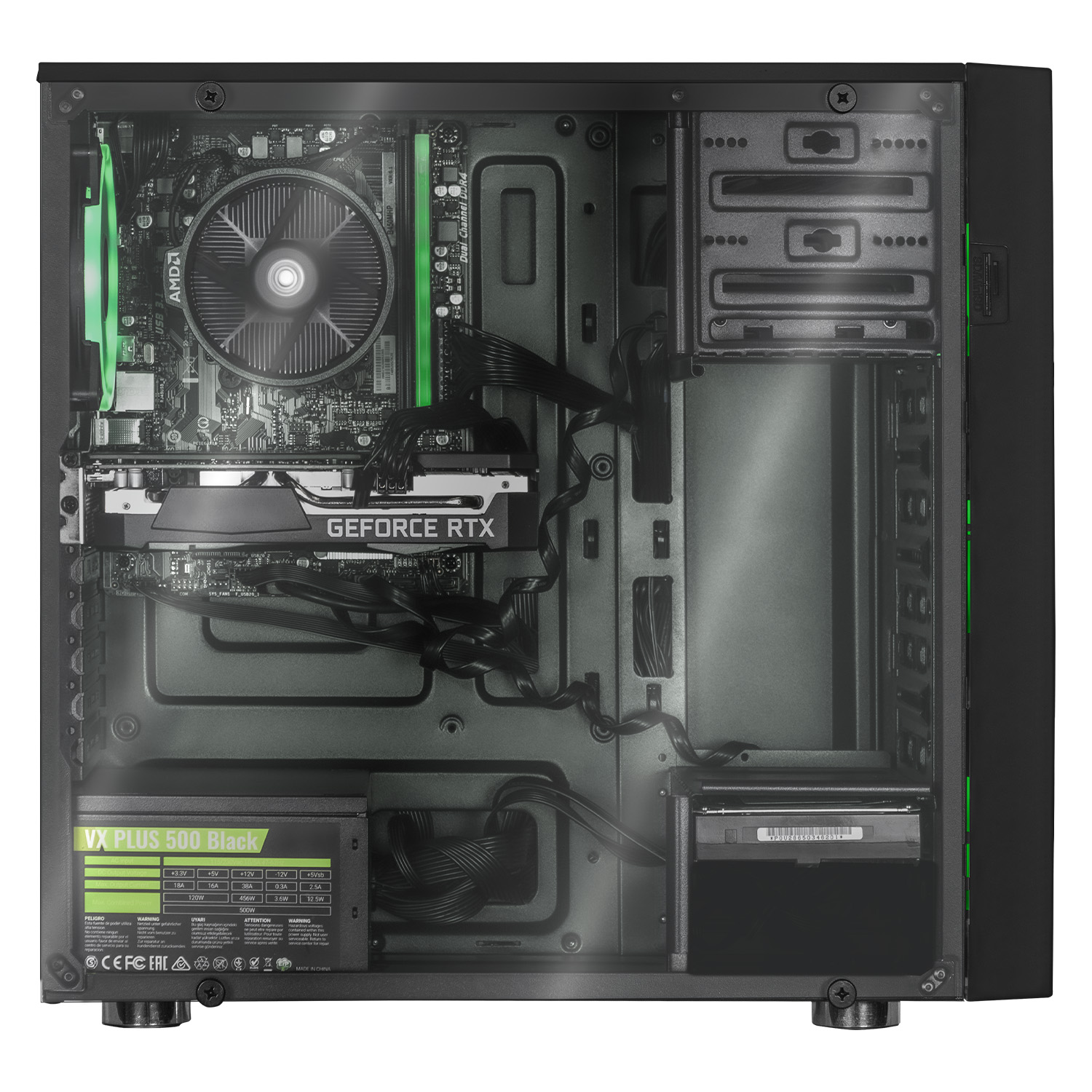 Xtreme PC Gaming Geforce RTX 3050 AMD Ryzen 5 5500 16GB SSD 500GB 2TB WIFI Black 
