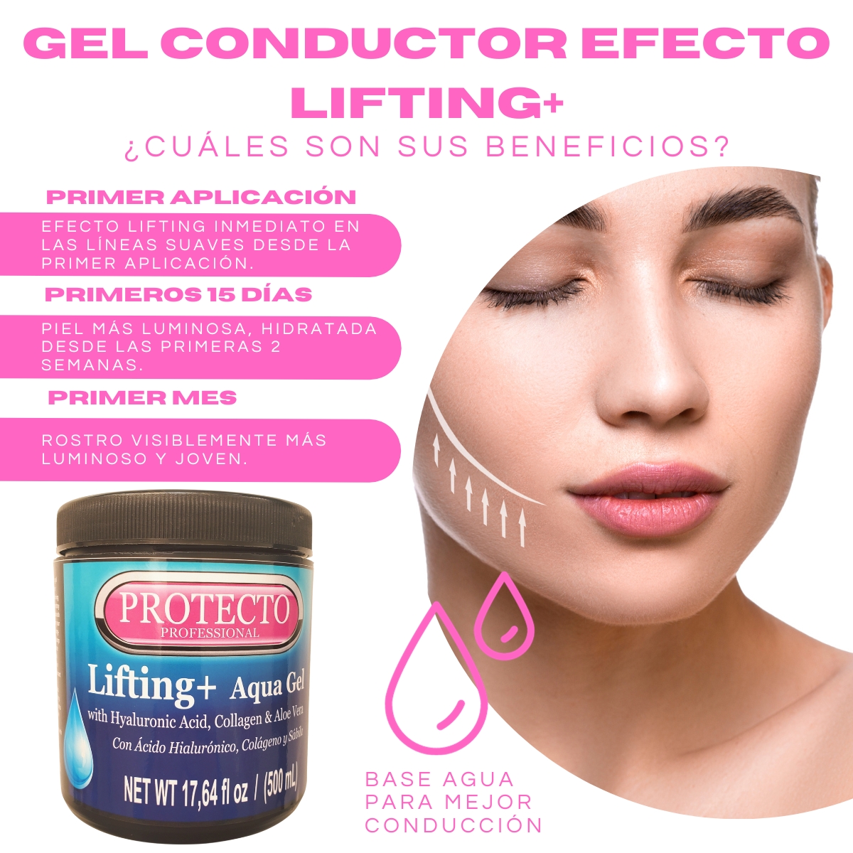 Gel Conductor Efecto Lifting Facial Y Humectante Protecto