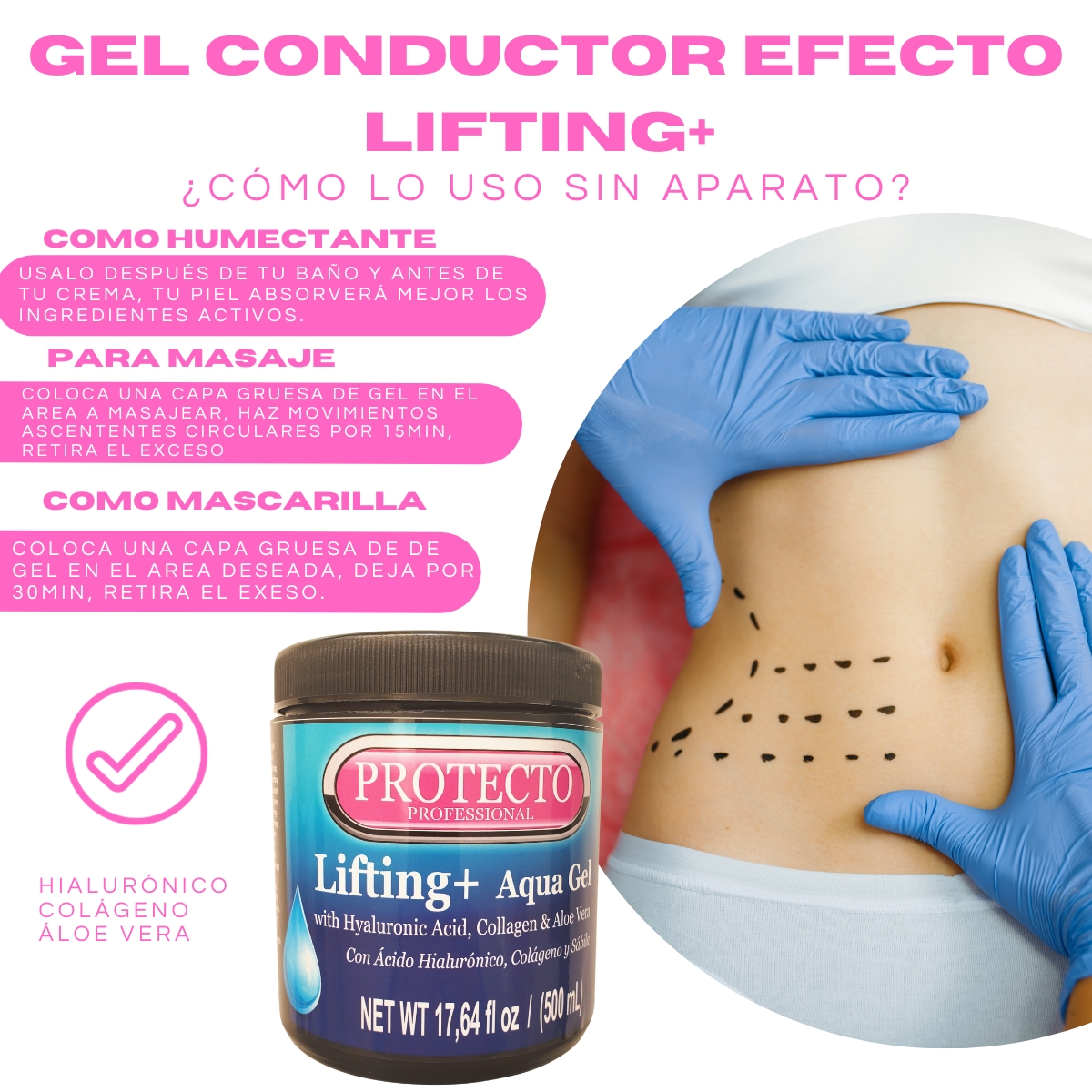 Gel Conductor Efecto Lifting Facial Y Humectante Protecto