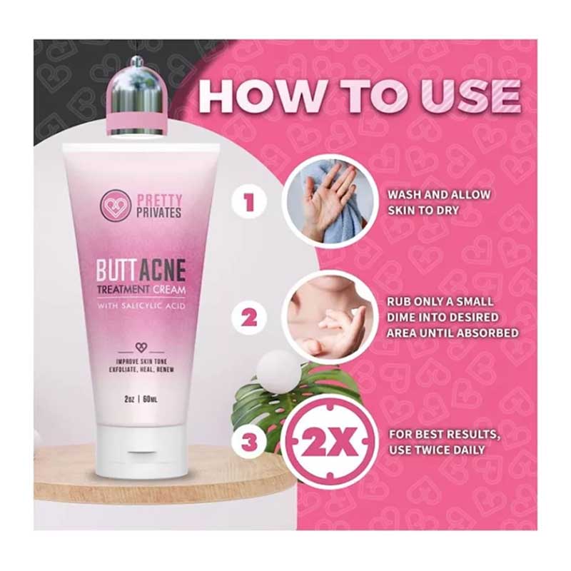 Crema Hidratante Pretty Privates Elimina Acné de Gluteos y Espalda 60ml Butt Cream 