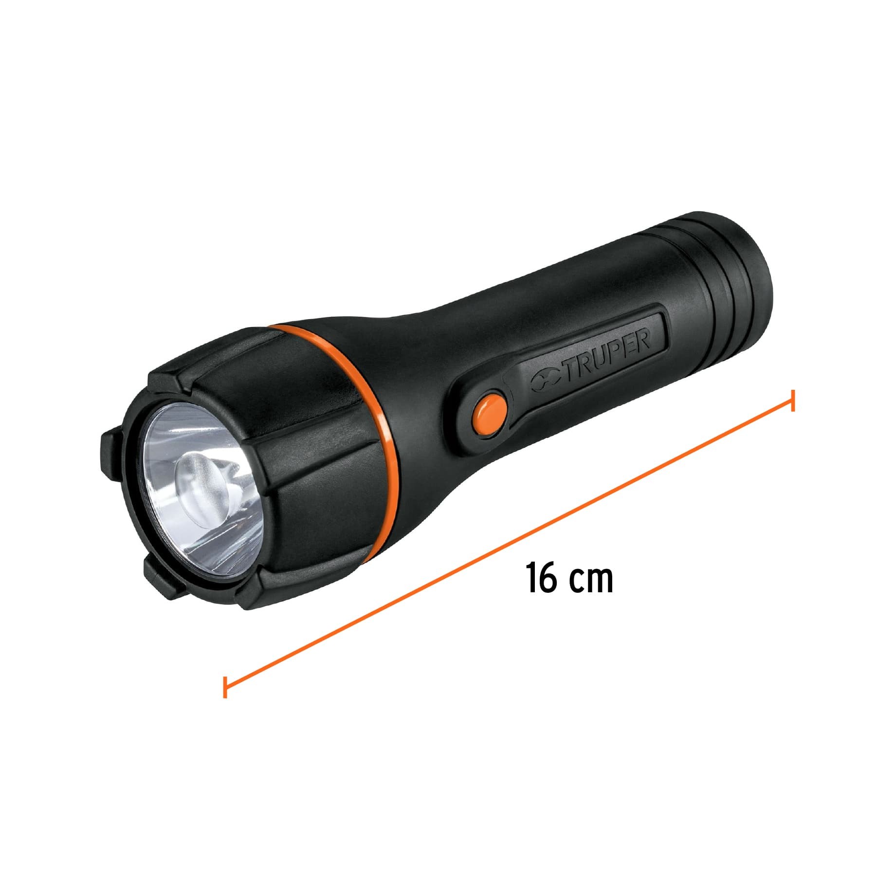 LINTERNA PLÁSTICA 1 LED 180 LM CON 2 PILAS D, TRUPER 13019