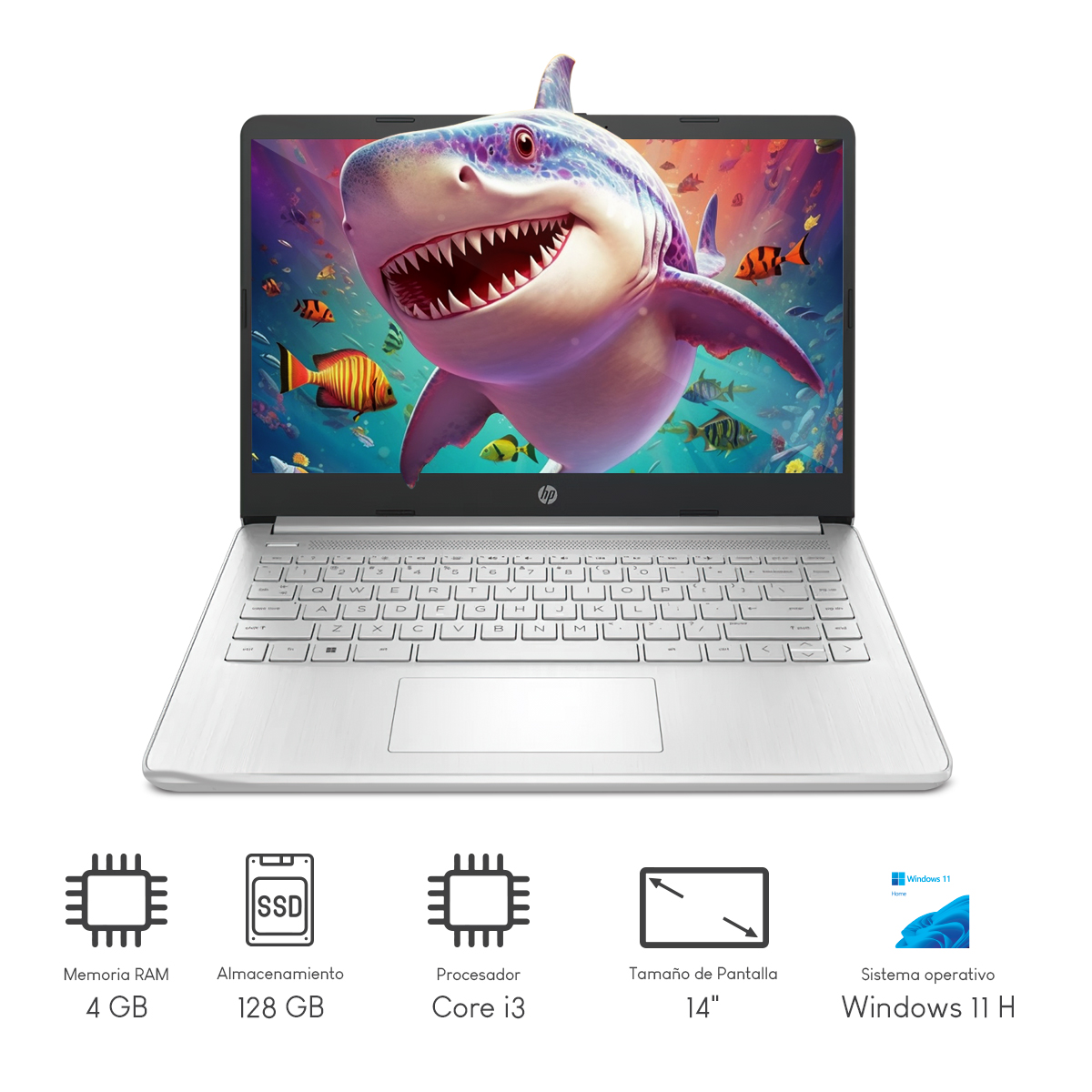 Laptop HP 14-DQ0518LA Intel Celeron-N4120 4GB 128GB 14Pulg HD W11H 