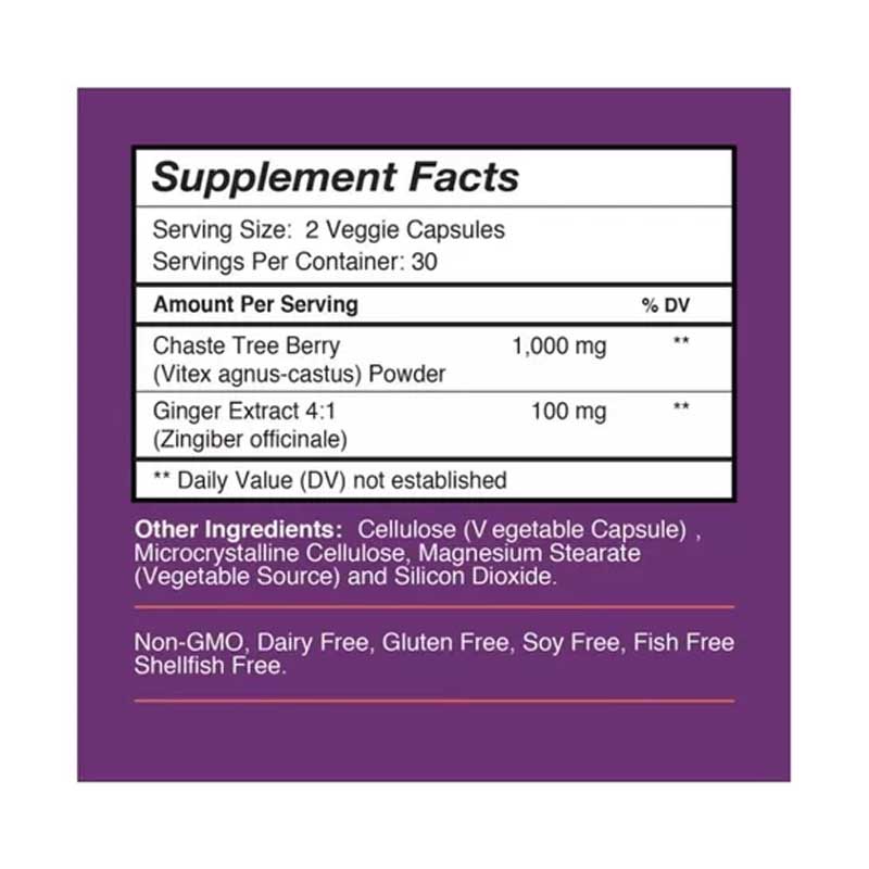 Apoyo Ciclo Mensutrual Vitex Fruit 1000mg 60 capsulas Baya Vitex 