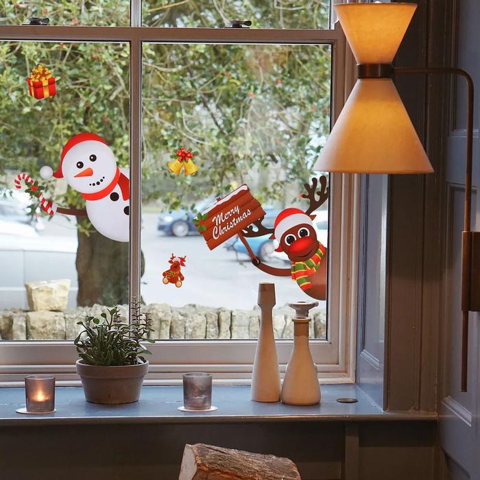 Pegatinas de Navidad MXCKC-002-2 8 Plantillas de 35x25cm cu PVC Doble Vista, StickCris