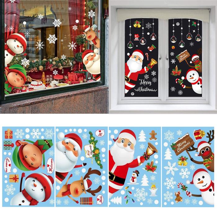 Pegatinas de Navidad MXCKC-002-2 8 Plantillas de 35x25cm cu PVC Doble Vista, StickCris