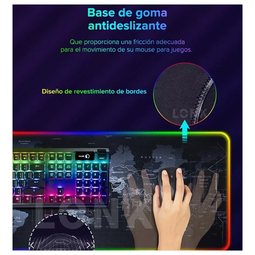 Alfombrilla De Ratón Gamer Rgb Luz Led Lonk Alfombrilla