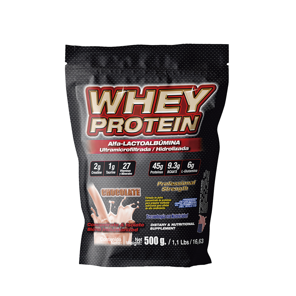 Whey protein F&NT proteína de suero de leche sabor Chocolate 500gr bolsa