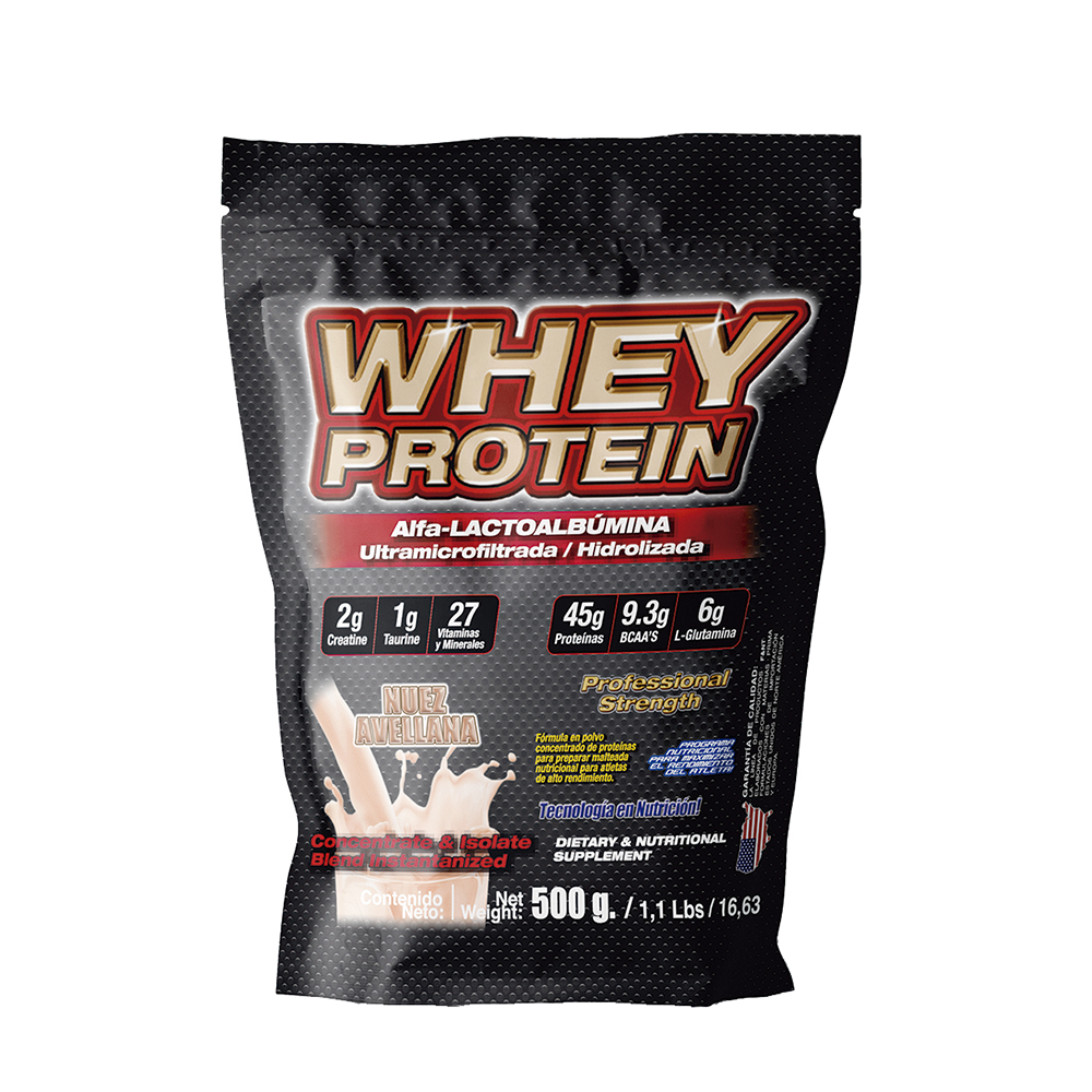 Whey protein F&NT proteína de suero de leche sabor Nuez 500gr bolsa