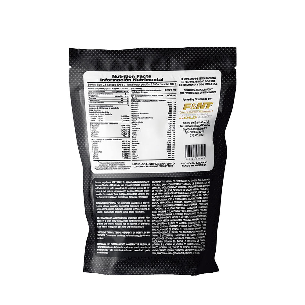 Whey protein F&NT proteína de suero de leche sabor Nuez 500gr bolsa