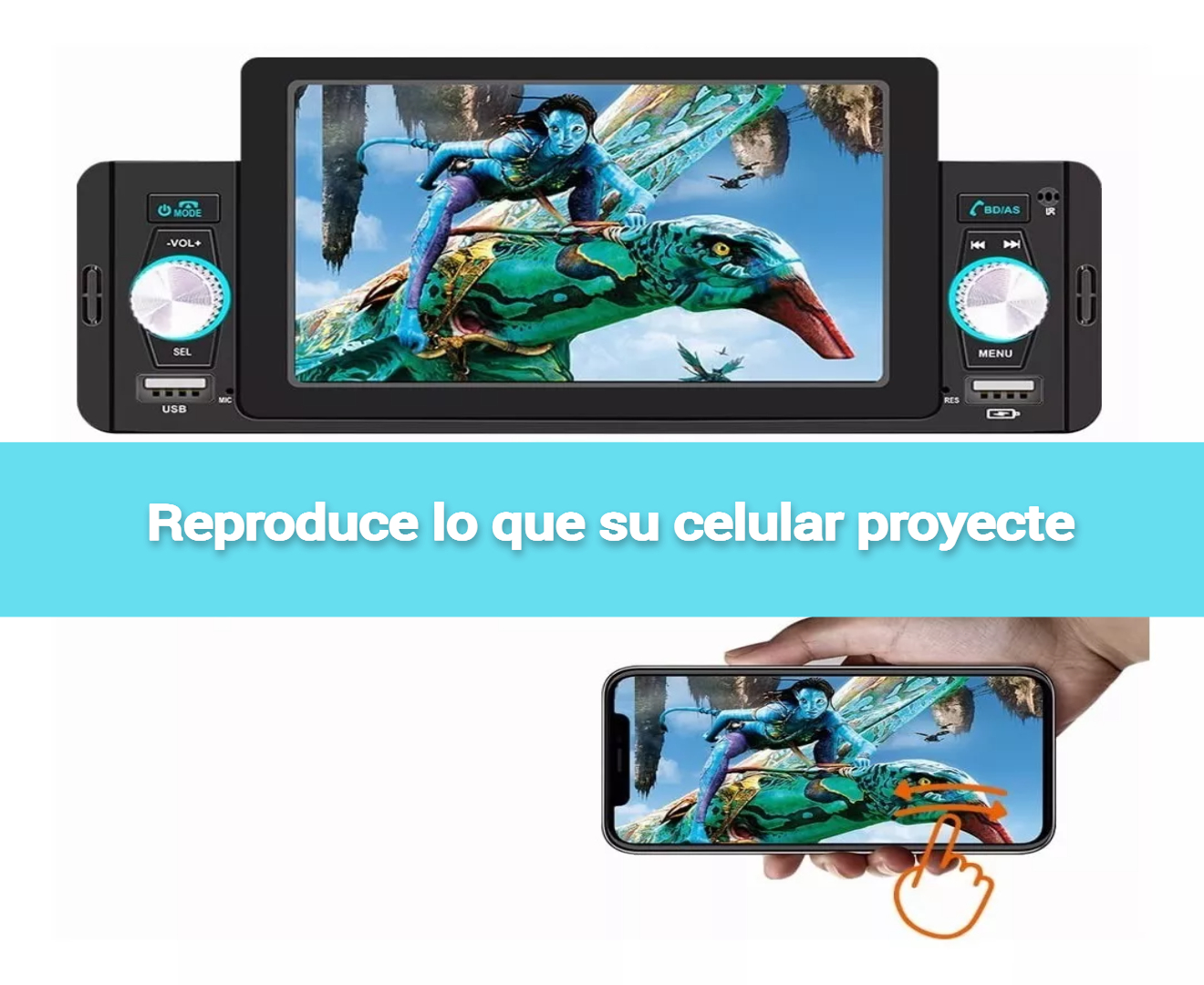 Auto Estéreo Pantalla 1 Din Carplay Y Android Auto + Camara