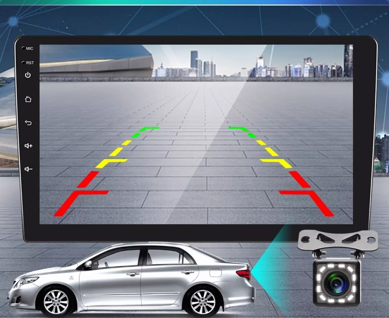 10 PuLG Auto Estereo Pantalla 2 Din Android 10 Gps + Camara