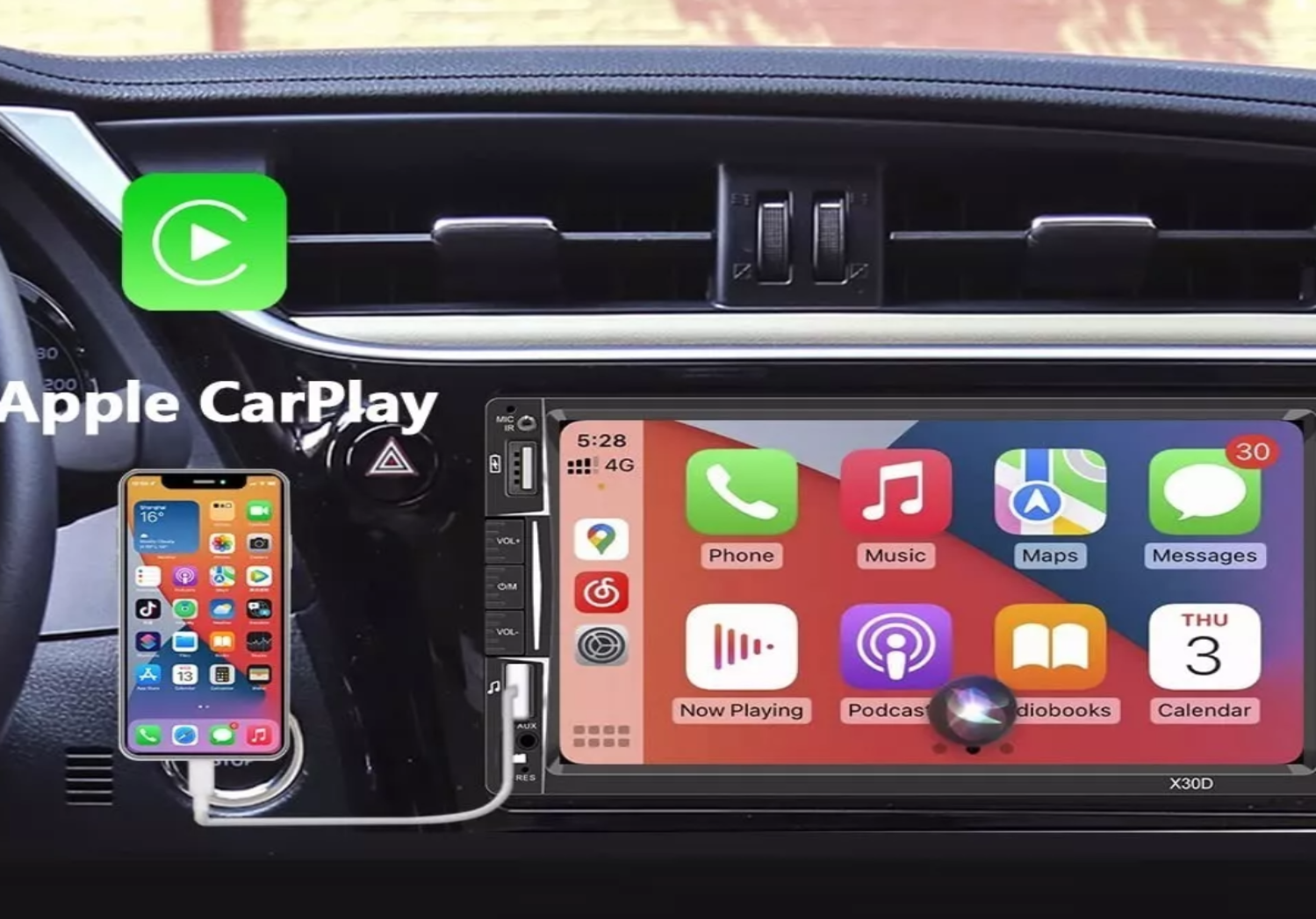 Auto Estereo Pantalla 2 Din Carplay & Android Auto Cámara