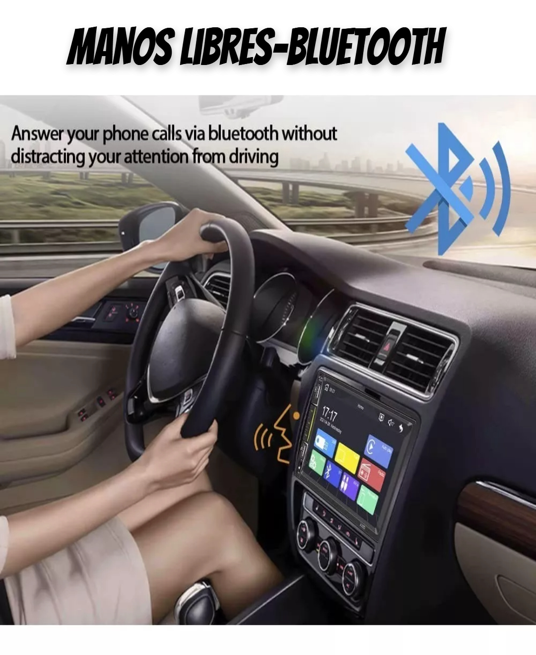 Auto Estereo Pantalla 2 Din Carplay & Android Auto Cámara